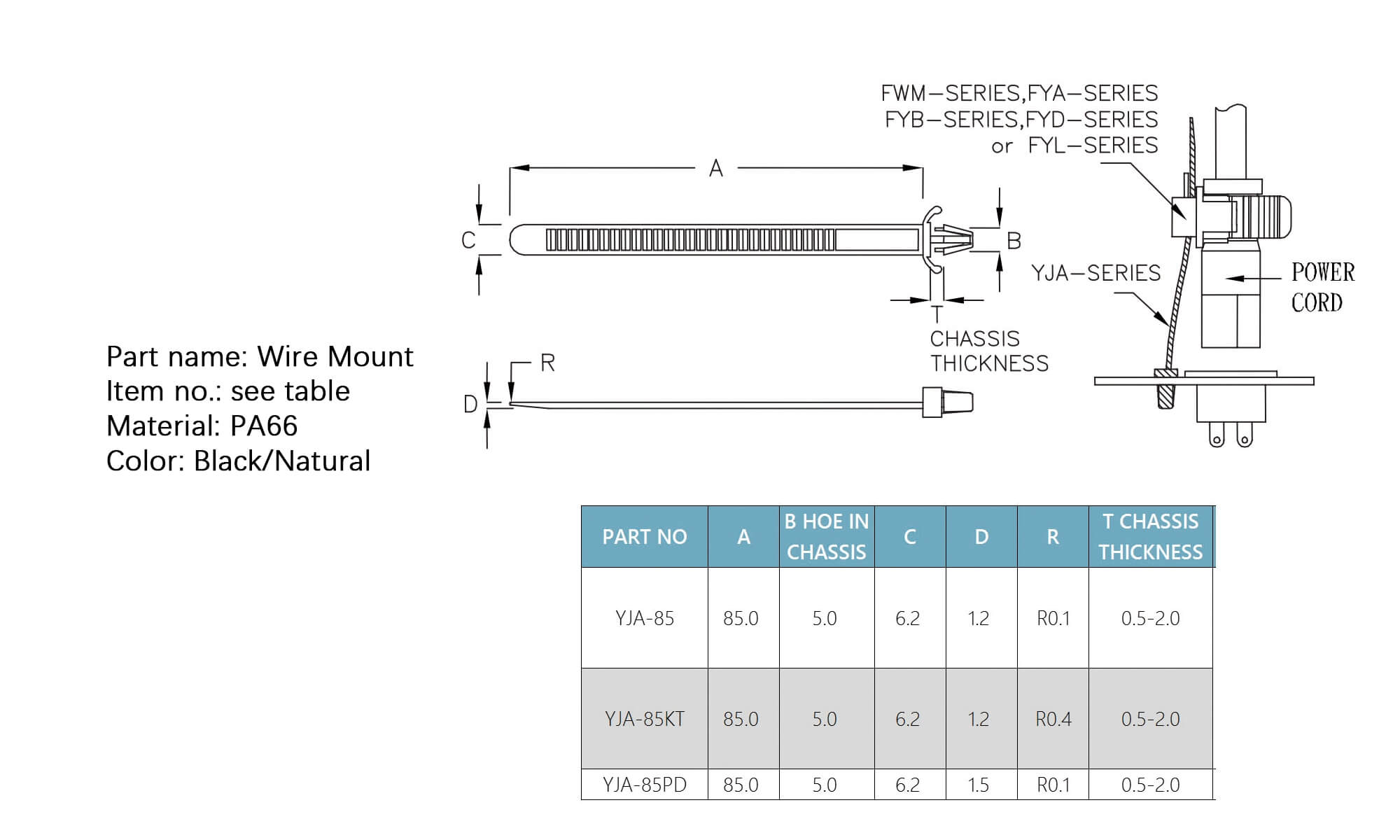 Plastic Wire Mount YJA-85